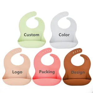 Di alta Qualità Colorful food grade Silicone Baby Bib BPA Libero Impermeabile Eco-Friendly Flessibile Del Bambino Bavaglini in Vendita