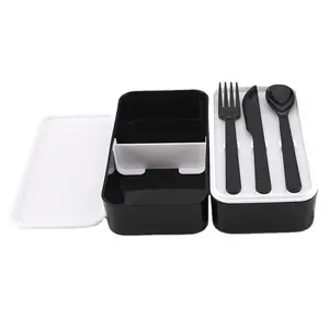 Caja de almuerzo con tenedor y cuchillo multi capas doble capas de comida caja de bento con cinturón