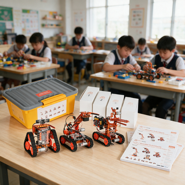 Weeemake 12 in 1 Robot Kit STEM Education Coding Remote Control Robot with Metal Construction and 18650 Battery for School Kids