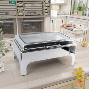 יוקרה מודרני 9l נירוסטה צafing צלחת זכוכית מסעדת מזנון ארוחת בוקר מסיבה מחמם אחזקה ציוד קייטרינג לאוכל חם - Product Image 1