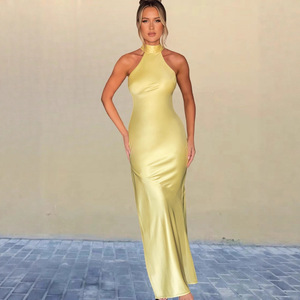 Le produit nouvellement lancé se vend bien. Robe dos nu en satin ajustée pour femme, modèle transfrontalier - Product Image 6
