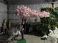 Arbre artificiel de cerisier Bagang, fleurs roses, présentoir en verre et plastique, décoration intérieure pour mariage