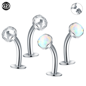 G23 titanio 14G Base convexa CZ flotante ombligo anillos ópalo curvado Barbell ombligo Bar Piercings Sexy mujer joyería regalo - Product Image 1