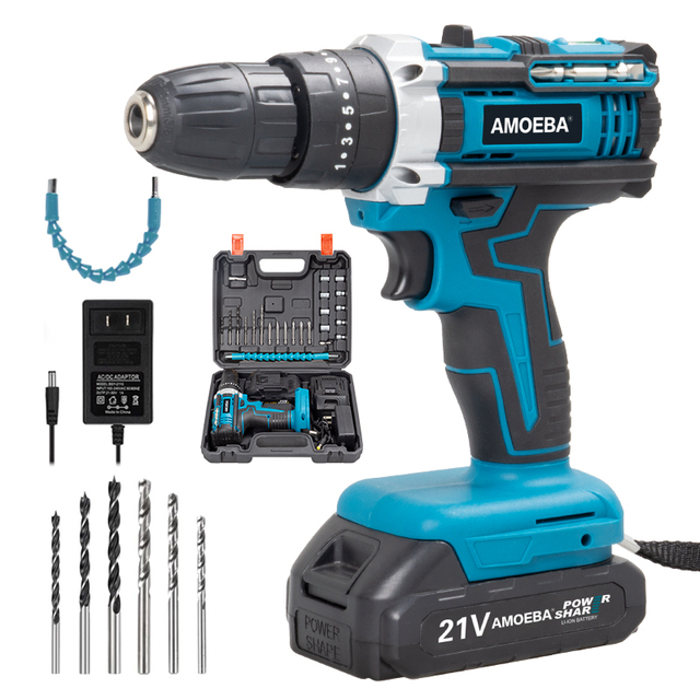 Factory Wholesale 21V Brushed Cordless Drill High Torque Lithium Ion Electric Screwdriver Power Drill for DIY Construction