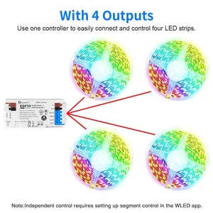 Contrôleur ESP32 WLED 017WL-<span class=keywords><strong>D</strong></span> 4 canaux 15A Fusible <span class=keywords><strong>D</strong></span>écalage de niveau UART Téléchargement DIY Mode de lumière dynamique Alimenté en courant continu GLEDOPTO Sans application - Product Image 4