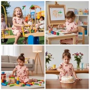 Set estivo da <span class=keywords><strong>bambina</strong></span> in 2 pezzi: grazioso <span class=keywords><strong>vestito</strong></span> a forma di coccinella + fermagli per capelli con fiocco a pois |   Set di Abbigliamento per Bambine - Product Image 6