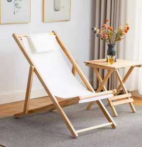 Portable Modern Solid Wood Oxford Folding <b>Lounge</b> <b>Chair</b> <b>Outdoor</b> Sun Lounger for Home Office Garden Beach Hotel Use - Product Image 4