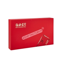 Joli emballage en carton de papier de qualité alimentaire de style chinois rouge ensemble de thé de café boîte-cadeau de luxe