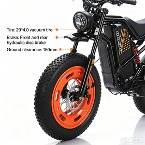 Vélo Électrique Haute Vitesse <span class=keywords><strong>WOSU</strong></span> X9 Chine, Vélo Électrique à Batterie Lithium, Éclairage LED, Pneus 200-4.0, Moteur Brushless, Freinage Hydraulique, Électronique, 750W, Meilleures Ventes - Product Image 4
