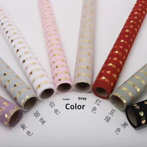 Korea gaya emas Stamping Bronzing cinta hati Tulle bunga heartfeel buket pembungkus jala 50cm * 5y penggunaan pertanian kemasan - Product Image 3