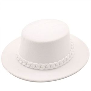 In Stock <b>Cheap</b> Price 100% Wool Felt Women Fedora Felt Hat Wide Brim Fedora Hats With <b>Chain</b> - Product Image 4