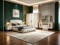 Ensemble de meubles de chambre à coucher avec armoire et miroir, style italien, complet, turc, moderne, de luxe, taille Queen et King