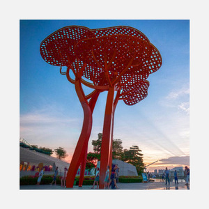 Decorazione quadrata esterna moderna giardino di <span class=keywords><strong>casa</strong></span> grande metallo arte artigianale luce in acciaio inossidabile lampada paesaggio albero scultura statua - Product Image 2