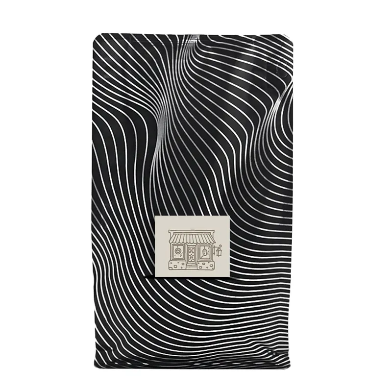 Custom Business Card Slit Kraft Paper Zip Lock 8 Sides Sealing Bag with Valve Coffee Packaging Bag with Card Slot
