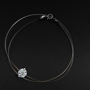 Invisible 925 Chaîne En Argent Bijoux En Argent <span class=keywords><strong>Collier</strong></span> Pendentifs Moissanite Colliers Ras Du Cou Ligne De Pêche <span class=keywords><strong>Collier</strong></span> Femme - Product Image 4