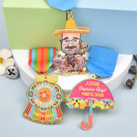Médaille personnalisée en alliage de zinc, style Fiesta, en émail souple, en métal, pour récompense, souvenir de festival, avec ruban
