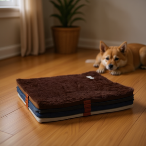 Tappetino per Animali Domestici in Velluto Pavone Marrone Scuro, Spessore 5cm, 80*120cm, Comodo Letto per Animali - Product Image 3