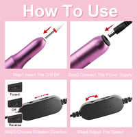 Ensemble de prises USB portables Perceuse à ongles électrique avec outil de polissage de fichier de pédicure pour polisseuse à ongles