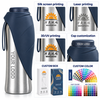 Nouvelle gamelle pliable en silicone de haute qualité pour chien, 24 oz, en acier inoxydable 304, avec bouteille d'eau portable et couvercle à sangle pour les promenades en extérieur