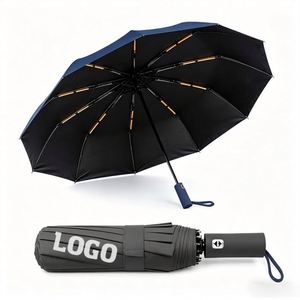 Parapluie Automatique de Luxe Anti-UV et Coupe-Vent à 24 Baleines, Qualité Supérieure, Pliant, Personnalisable avec Impression de Logo, Vente en Gros - Product Image 1