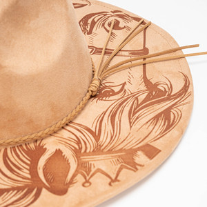 Sombrero <span class=keywords><strong>de</strong></span> Copa Vintage Retro, Sombrero Panamá <span class=keywords><strong>de</strong></span> Ala Ancha, Grabado Láser con Diseño <span class=keywords><strong>de</strong></span> Animales y Flores, Sombrero Fedora <span class=keywords><strong>de</strong></span> Gamuza para Primavera y Otoño - Product Image 6