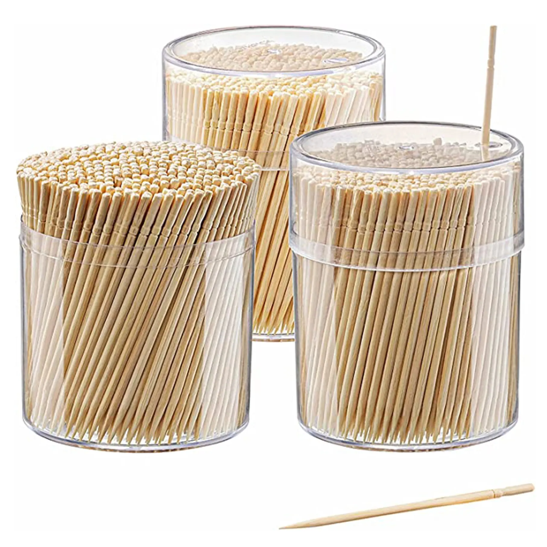 Low Price Personalized machine made plastic container toothpicks wholesale supply bamboo toothpicks