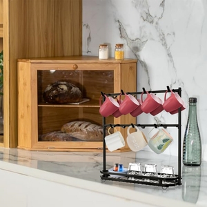 Armadi Organizer a parete in acciaio inossidabile lucidato a 2 livelli grande tazza <span class=keywords><strong>da</strong></span> caffè espositore scatola di immagazzinaggio per <span class=keywords><strong>cucina</strong></span> per pentole - Product Image 6