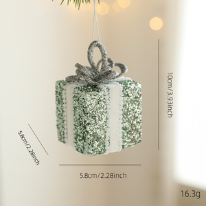 Set Ornamen Bola Natal Hijau Sage 8cm dengan Glitter, Hiasan Pohon Natal Mewah Berhias Mutiara, Kotak Hadiah Bintang, Dekorasi Pesta - Product Image 6