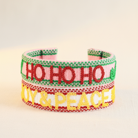 Bracelet manchette brodé à la main pour femme, personnalisé en fibre de polyester tissée, vente en gros