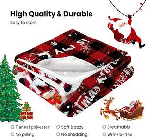 Mantas navideñas de 360g para sofá, mantas cálidas a cuadros rojas y negras de búfalo para invierno de 50*60 pulgadas - Product Image 5