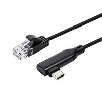 Kabel Ethernet Tipe-C ke RJ45 Sudut Kanan 1,5M, Tembaga Gigabit 1Gbps, Konverter Port Jaringan Bebas Driver LAN