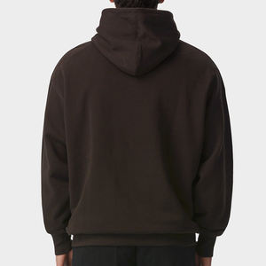 Camisetas da uomo <span class=keywords><strong>marrone</strong></span> scuro <span class=keywords><strong>felpa</strong></span> con cappuccio <span class=keywords><strong>oversize</strong></span> con tasca anteriore e orlo a costine Pullover Casual ampio e personalizzato con cappuccio - Product Image 2