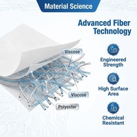 Tisu Bersih Ruangan Bersih Sekali Pakai Industri Bebas Serat Tidak Mengabrut Rendah Residu Poliester Non-Woven 25cmx25cm Kebersihan 1000