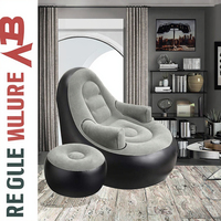 Chaise de Canapé de Loisirs Gonflable avec Bras de Support Chaise de Sol Portable Chaise Lounge pour Usage Intérieur Extérieur