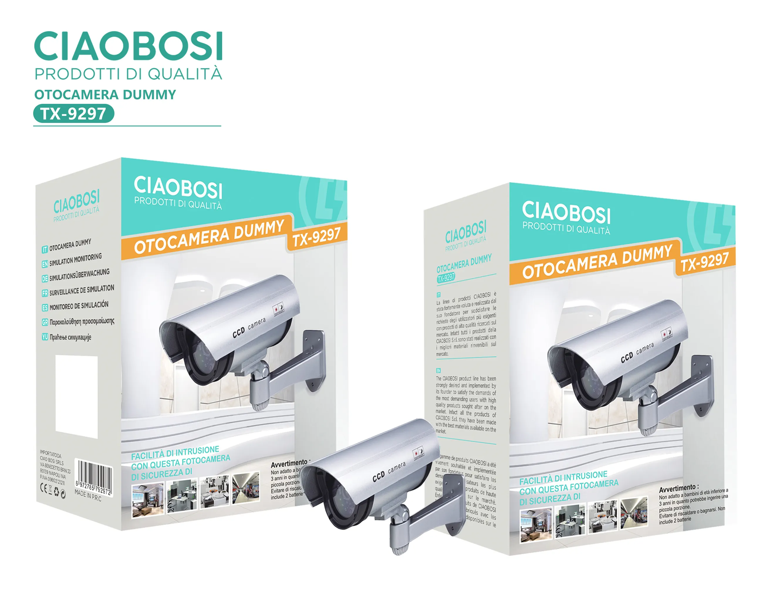 Ciaobosi กล้องกระสุนปืนสีเงิน TX-9297,กล้องกลางแจ้งมองเห็นได้ในที่มืดกล้องกันน้ำอัจฉริยะระบบรักษาความปลอดภัยในบ้านไร้สาย Wif