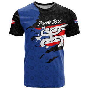 Camiseta de Puerto Rico con el Símbolo de la Rana <span class=keywords><strong>Coqui</strong></span> y Diseño de Bandera Desgastada, Camisetas Deportivas Casuales de Cuello Redondo de Puerto Rico al por Mayor - Product Image 1