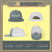 Casquette de baseball de camionneur en cours d'exécution à 5 panneaux avec logo personnalisé et motif en caoutchouc brodé Casquette de papa pour la performance/le cyclisme Casquettes en maille Gorras