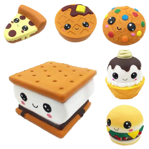 Jouet de fête à presser en mousse PU Kawaii, design personnalisé, à rebond lent, doux au toucher, en forme de pain grillé, crème glacée, hamburger, gâteau, pain - Product Image 2