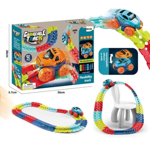 46/92/138/184 Uds bloques de construcción juego de coches de carreras eléctricos pistas intercambiables máquina Ultra <span class=keywords><strong>Flexible</strong></span> Diy coche de rompecabezas para niños - Product Image 1