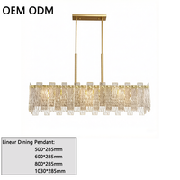 Lustre moderne de luxe en verre 8993, blocs géométriques linéaires dorés, luminaire suspendu rectangulaire contemporain pour salle à manger et salon