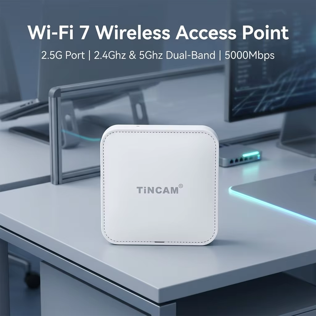TiNCAM 2.4G&5G Ceiling Wifi 7 Wireless AP 5000Mbps Dual Band Supporting POE Ceiling Mount Access Point CPE Outdoor