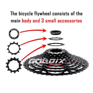 Piñón de Bicicleta GOLDIX Black Steel MTB Cassete K7, 8/9/10/<span class=keywords><strong>11</strong></span>/12 Velocidades, 8/9/10/<span class=keywords><strong>11</strong></span>/12v 40/<span class=keywords><strong>42</strong></span>/46/50/50T, Rueda Libre de 108 Sonidos - Product Image 2