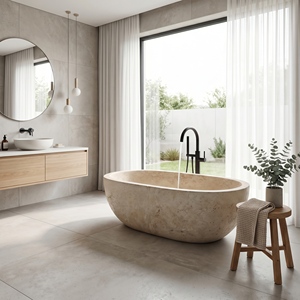 อ่างอาบน้ำสั่งทำพิเศษสุดหรูหราทันสมัย ExclusiveGold Ma / หินแกรนิตสีเหลืองทอง อ่างอาบน้ำแบบลอยตัว สำหรับห้องน้ำ วิลล่า โรงแรม บ้าน - Product Image 6