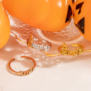 Anillos de Moda con Diseño de Letras, Color Oro de 18K, Estilo Halloween, Joyería Unisex - Product Image 4