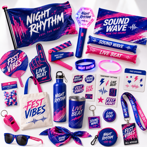 Custom Concert Fan Merchandise Kit With Glow Wristband Foam Finger Inflatable Sticks Lanyard For Live Event Giveaway Set Pack - Product Image 1