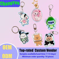 Porte-clés personnalisé en acrylique transparent avec logo, paillettes et époxy, motif anime ou dessin animé, breloque en plastique pour artisanat