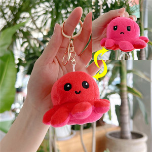 Khuyến mãi 10cm lật bạch tuộc đồ chơi sang trọng móc khóa túi trang trí vòng chìa khóa mặt dây chuyền đảo ngược Thú nhồi bông đồ chơi cho món quà - Product Image 5