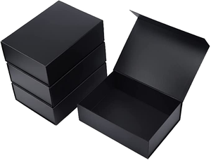 Caja de Regalo Magnética Rígida Negra de Cartón Ecológico de Diseño con Cierre Magnético y Forro de Esponja para Velas y Carteras - Product Image 1