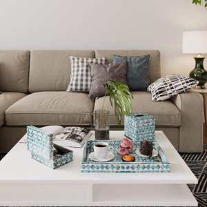 Plateau de service de luxe en nacre avec poignées, plateau décoratif rectangulaire pour l'affichage des aliments et des boissons et la décoration intérieure - Product Image 4