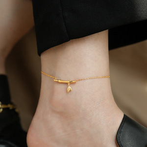 Fashionable Women's Stainless Steel Ankle Chain - Luxurious, Exclusive, High-end Design Bamboo-shaped Ankle Chain - Product Image 5